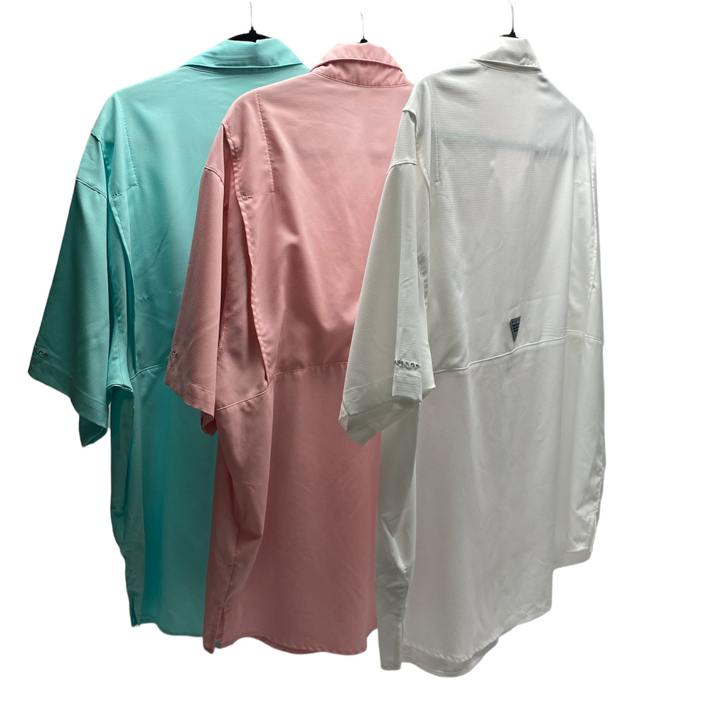 Columbia PFG Short Sleeve Shirts Bundle of 3 White Pink Green Men's Size Large